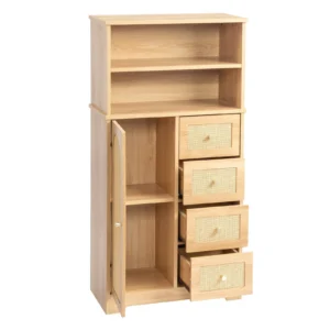 Ktaxon Multi-Storage Floor Cabinet – Rattan-Style Versatility