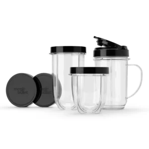Magic Bullet Compact Personal Blender – 4 Piece Black Set