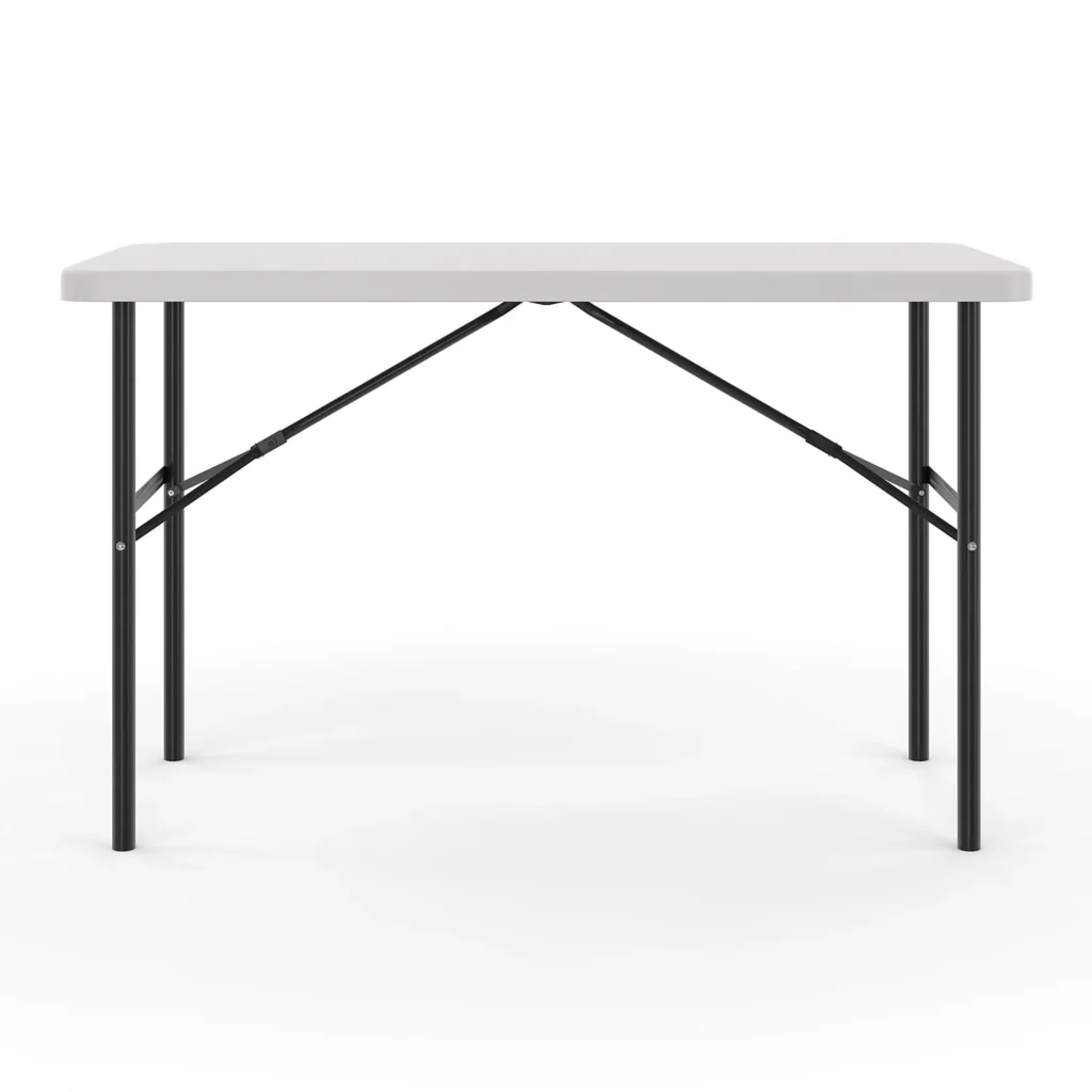 Mainstays 4-Foot Folding Utility Table – Lightweight, Black Finish β close-up detail of design and finish