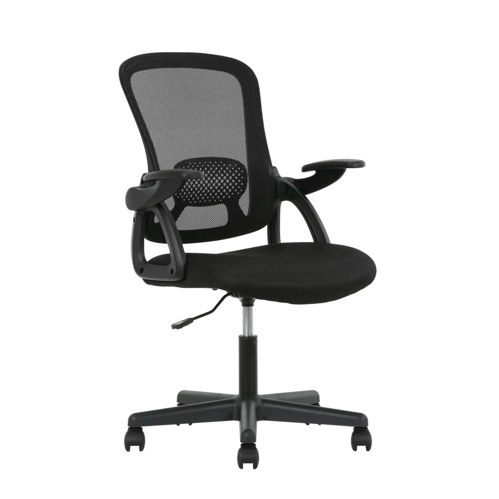 Mainstays Ergonomic Mesh Office Chair with Flip-Up Arms – 275lb Capacity β close-up detail of design and finish