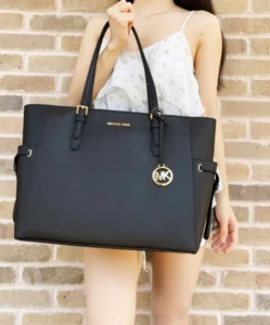 Michael Kors Gilly Large Drawstring Top Zip Tote – Black Saffiano