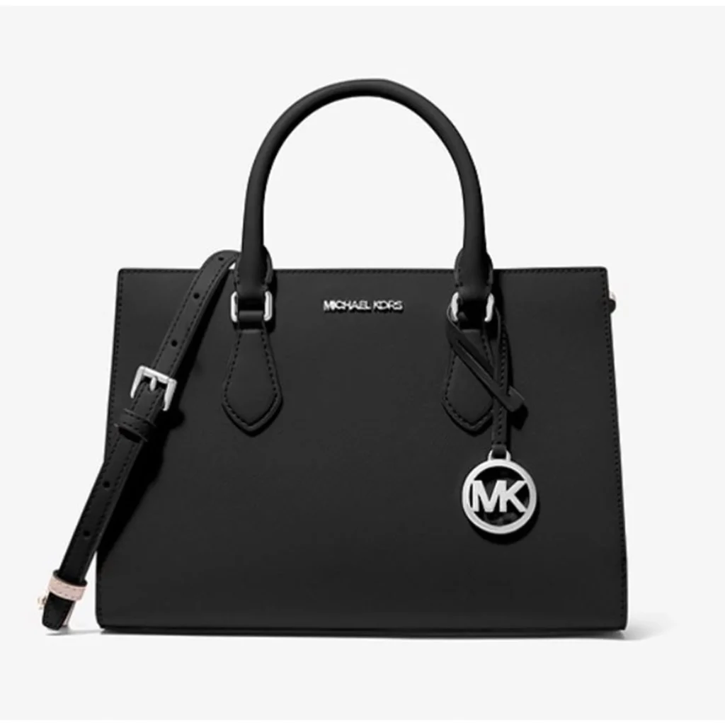 Michael Kors Medium Sheila Satchel Handbag – Durable Polyester Black — alternate angle showing full product