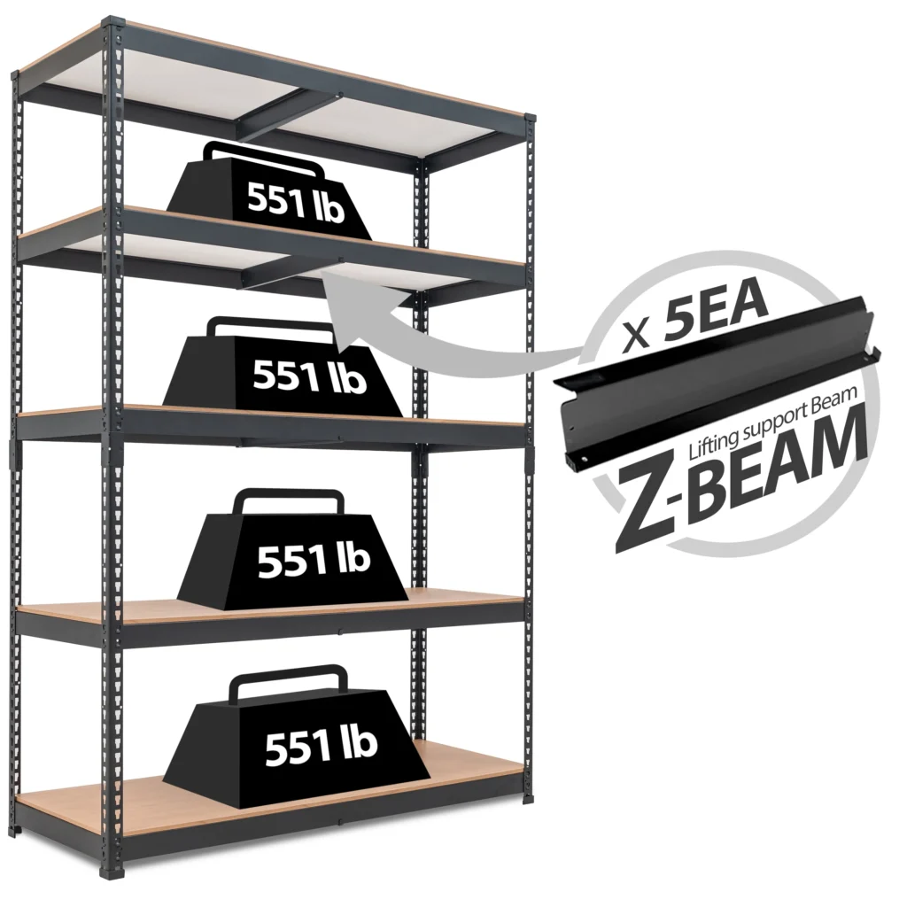 Muscle Rack 5-Shelf Steel Shelving – Heavy-Duty Adjustable Storage β close-up detail of design and finish