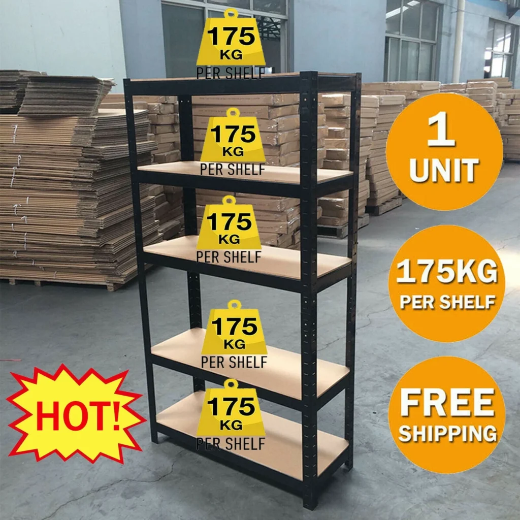 Muscle Rack 5-Shelf Steel Shelving – Heavy-Duty Adjustable Storage β alternate angle showing full product