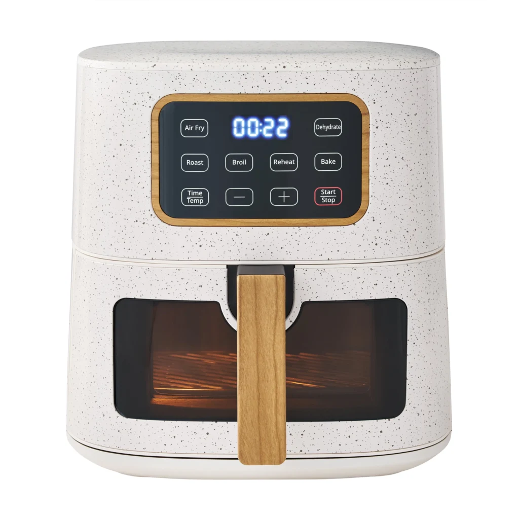 Pioneer Woman Teal Speckle 5.8 QT Air Fryer – Retro Style — close-up detail of design and finish