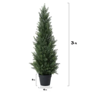 Premium Faux UV Rated 3ft Cedar Topiary (2-Pack) – Outdoor Potted Decor