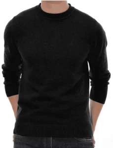 Puztloy Men’s Lightweight Crewneck Pullover Sweater – Soft Khaki Knit