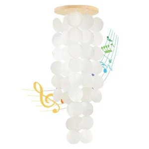 SINKOO Handcrafted White Capiz Shells Wind Chime – Coastal Decor