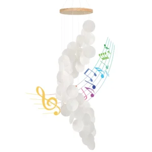 SINKOO Handcrafted White Capiz Shells Wind Chime – Coastal Decor