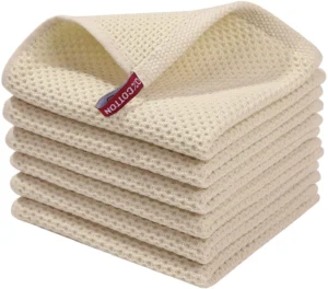 Smiry 100% Cotton Waffle Weave Dish Cloths – 6-Pack Dark Grey
