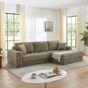 SOULART Cloud Couch Gray Corduroy Sectional Sofa – Right Chaise
