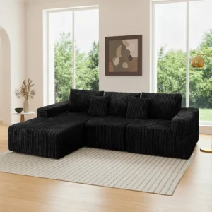 SOULART Cloud Couch Gray Corduroy Sectional Sofa – Right Chaise