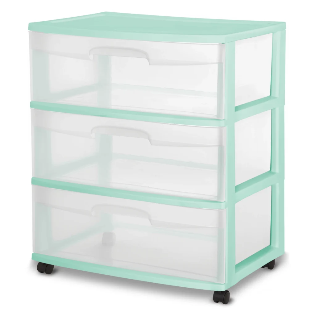 Sterilite 3 Drawer Storage Cart – Versatile White Organizer — close-up detail of design and finish