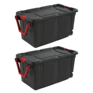 Sterilite 40 Gallon Wheeled Storage Container – 2-Pack Durable Bins