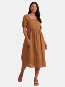 Time and Tru Women’s Midi T-Shirt Dress – Essential Short Sleeve Comfort