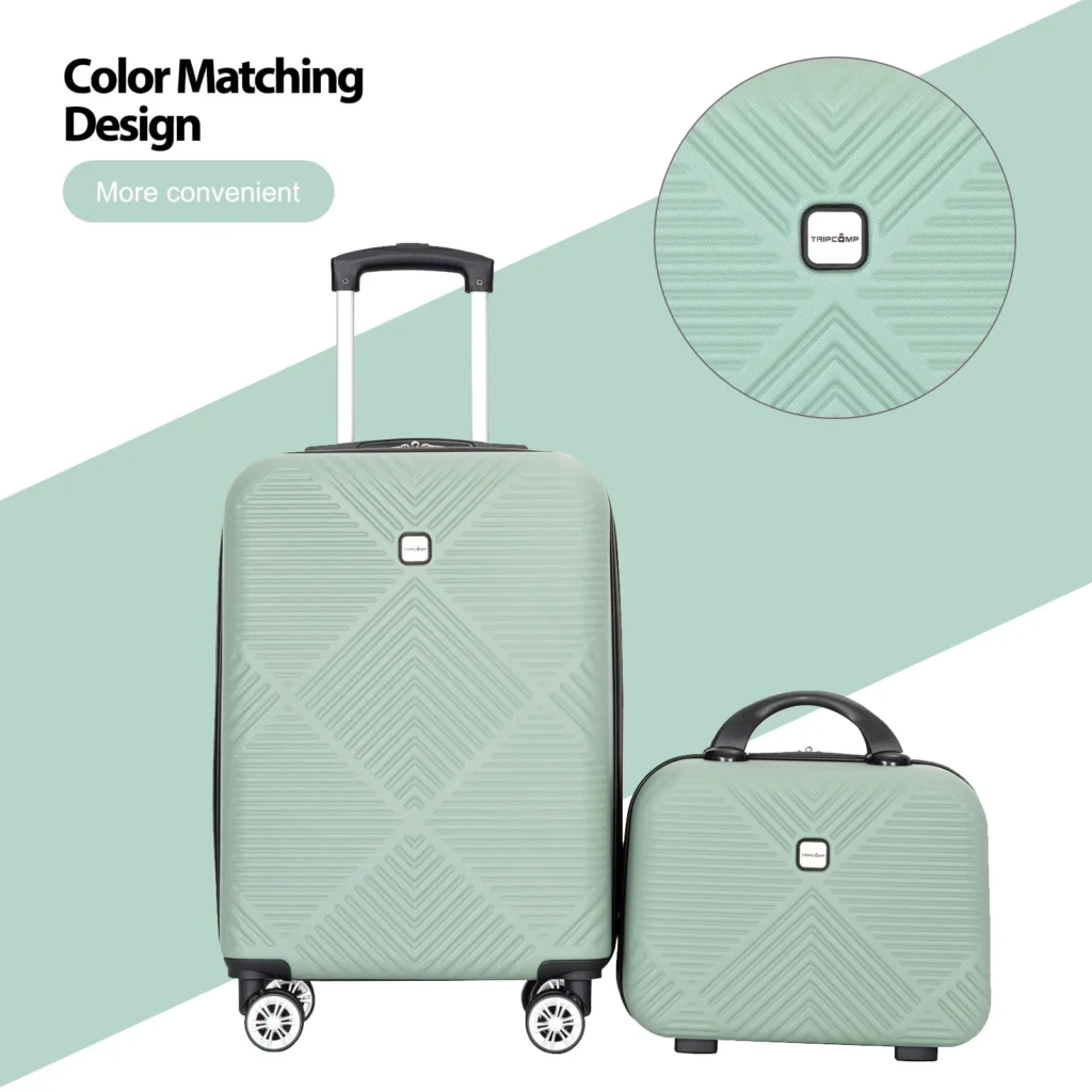 Tripcomp 2-Piece Hardside Luggage Set – Lightweight Spinner Wheels, Olive Green β alternate angle showing full product