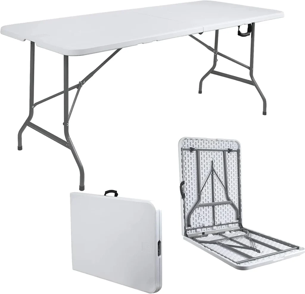 WASUHE 6ft Folding Portable Table – Durable, Anti-Fouling Khaki β close-up detail of design and finish