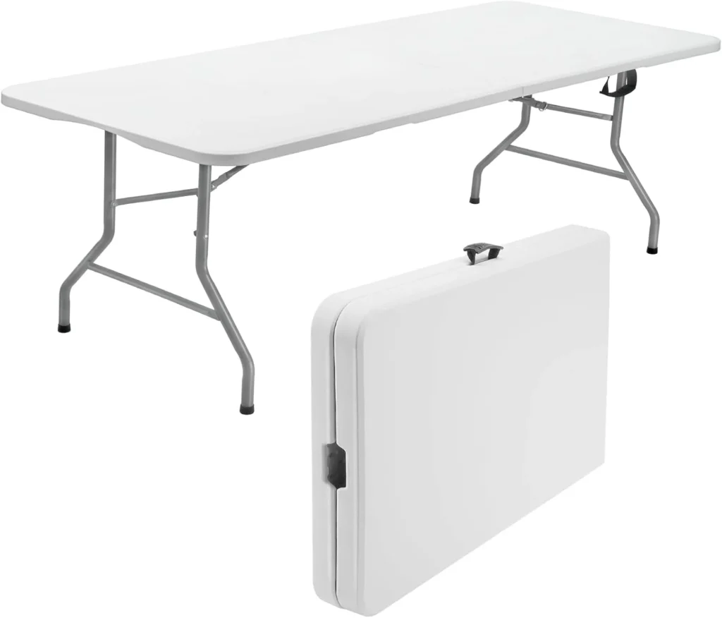 WASUHE 6ft Folding Portable Table – Durable, Anti-Fouling Khaki β alternate angle showing full product