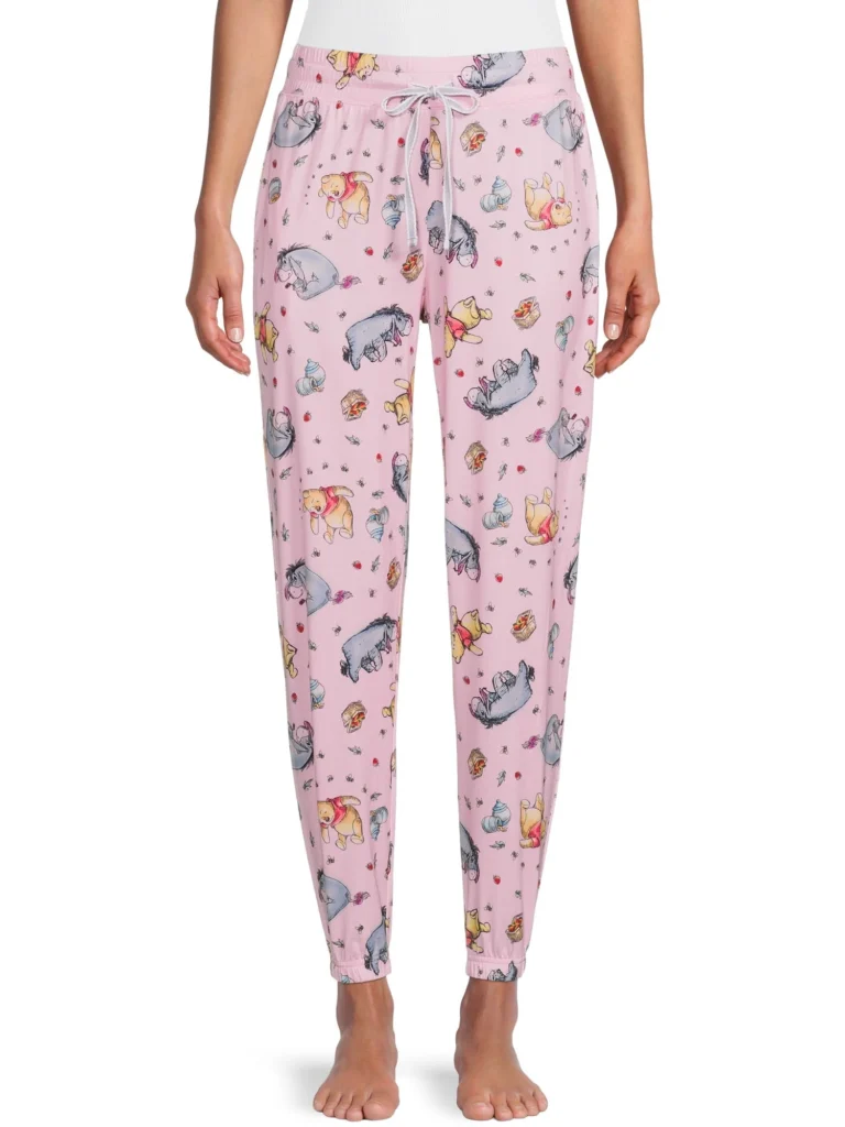 Winnie the Pooh Women’s Hacci Knit Wide Leg Sleep Pants – Ultra Soft Comfort — alternate angle showing full product
