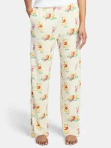 Winnie the Pooh Women’s Hacci Knit Wide Leg Sleep Pants – Ultra Soft Comfort