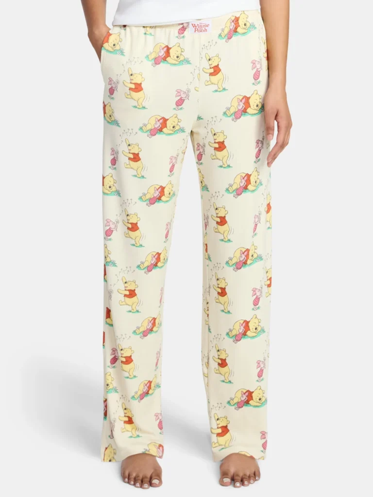 Winnie the Pooh Women’s Hacci Knit Wide Leg Sleep Pants – Ultra Soft Comfort