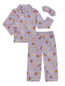 Wonder Nation Girls’ Short Sleeve Pajama Set – 3-Piece with Eyemask