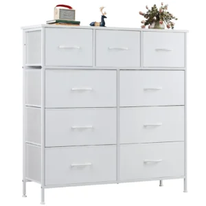Yanming 9-Drawer Fabric Storage Dresser – Steel Frame & Wood Top