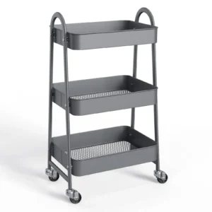 ZUNMOS 3 Tier Mobile Utility Cart – Lockable Wheels for Narrow Spaces