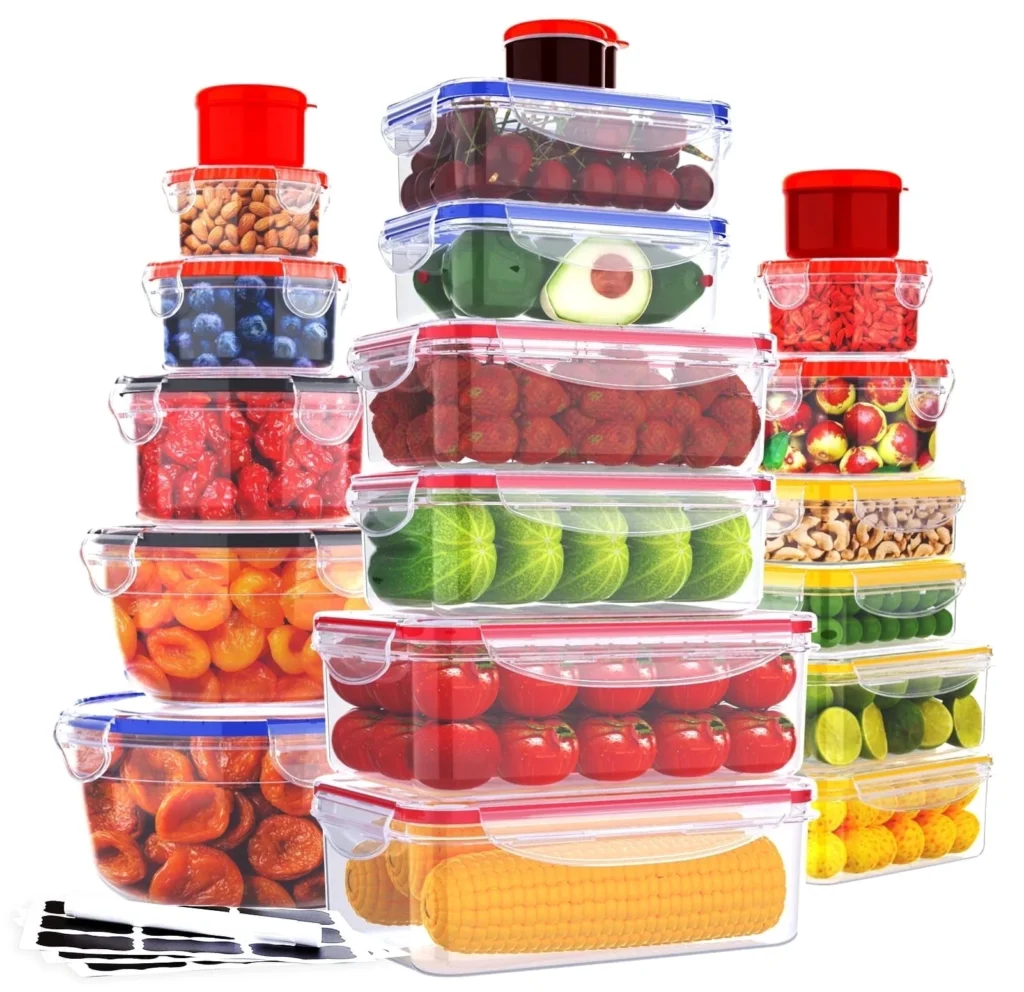 40 Pcs Food Storage Containers with Lids Airtight 20 Stackable Boxes 20 Lids