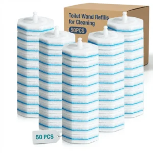 50PC Toilet Bowl Wand Refills Replacement Heads for Bathroom Washroom Cleaning Pads Disposable Toilet Brush Refills