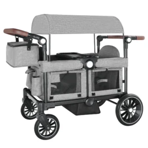 AILEEKISS Wagon Stroller for 2 Toddler 6 Months Collapsible Stroller Wagon with Canopy Grey