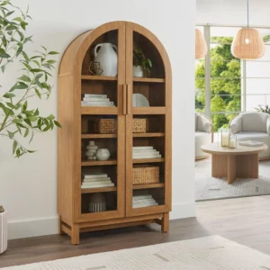 Better Homes Gardens Juliet Solid Wood Frame Arc Cabinet Light Honey Finish