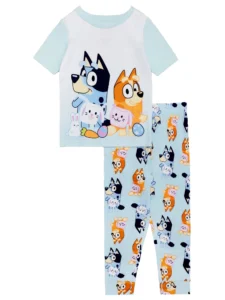 Bluey Girls 2 Piece Easter Short Sleeve and Pant Pajamja Set Sizes 4 10