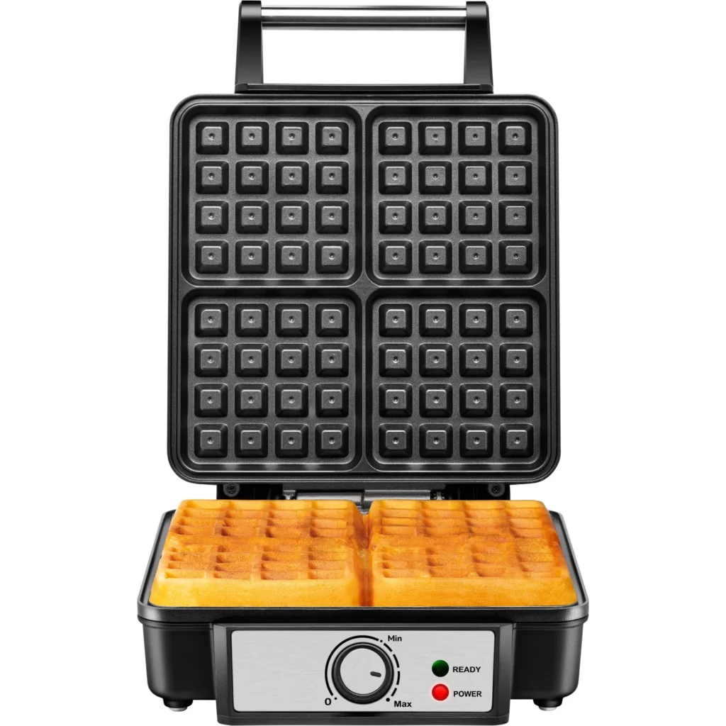 Chefman 4 Slice Belgian Waffle Maker with Adjustable Temperature and Nonstick Plates Black New