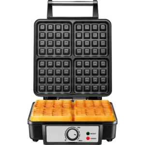 Chefman 4 Slice Belgian Waffle Maker with Adjustable Temperature and Nonstick Plates Black New