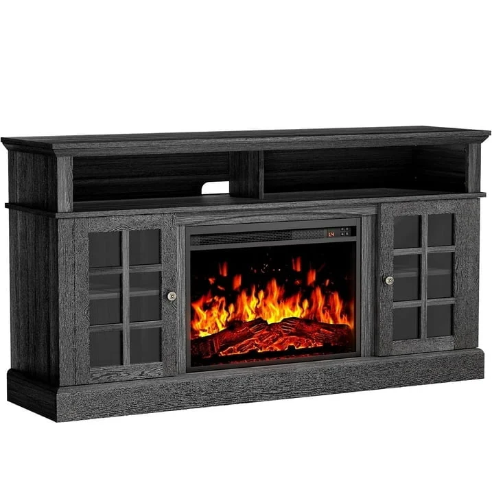 CHITOOMA 1400W Fireplace TV Stand – 23″ Fireplace, Fits 65″ TVs