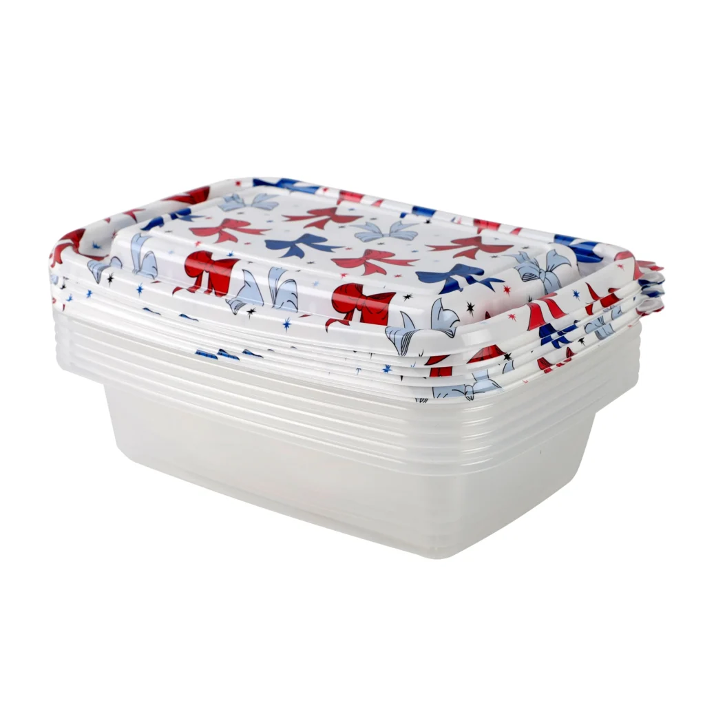 Cook With Color Stackable 12 Pc Printed Plastic Food Storage Red Stripes N Stars