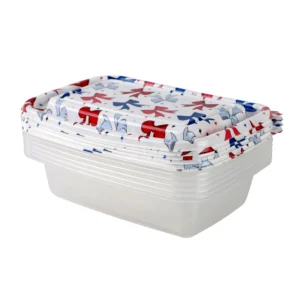 Cook With Color Stackable 12 Pc Printed Plastic Food Storage Red Stripes N Stars
