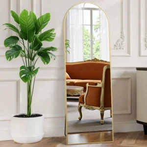 EDX Arched Full Length Mirror 56×15 in Gold – Versatile Floor or Wall Mount