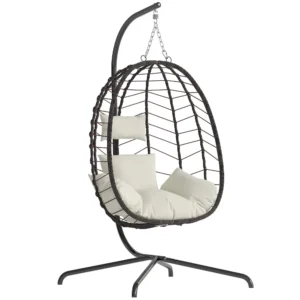 Egg Chair with Stand Patio Wicker Bifanuo Hanging Chair Hammock Swing Chair 350LBS Capacity for Bedroom Balcony Garden