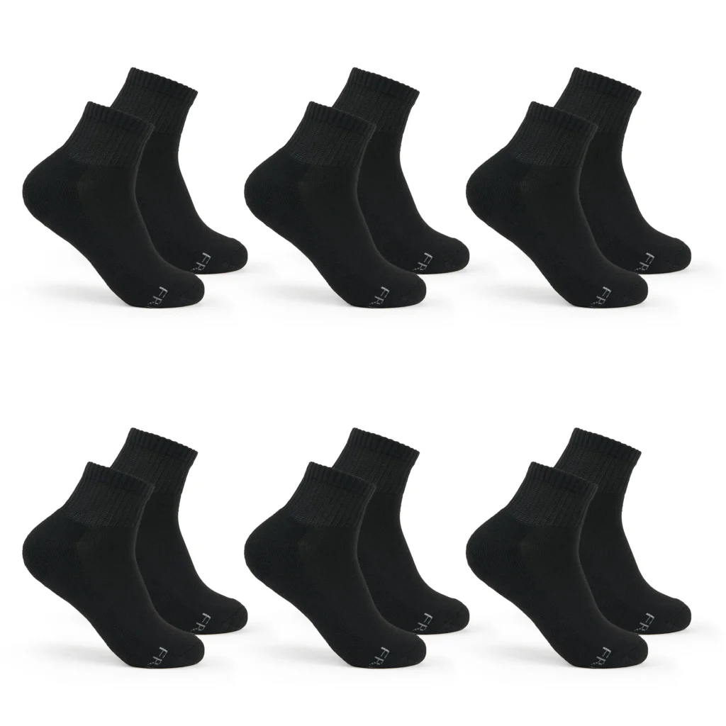 Fruit of the Loom All Day Comfort Ankle Socks for Women Black Sizes 4 10 6 Pack