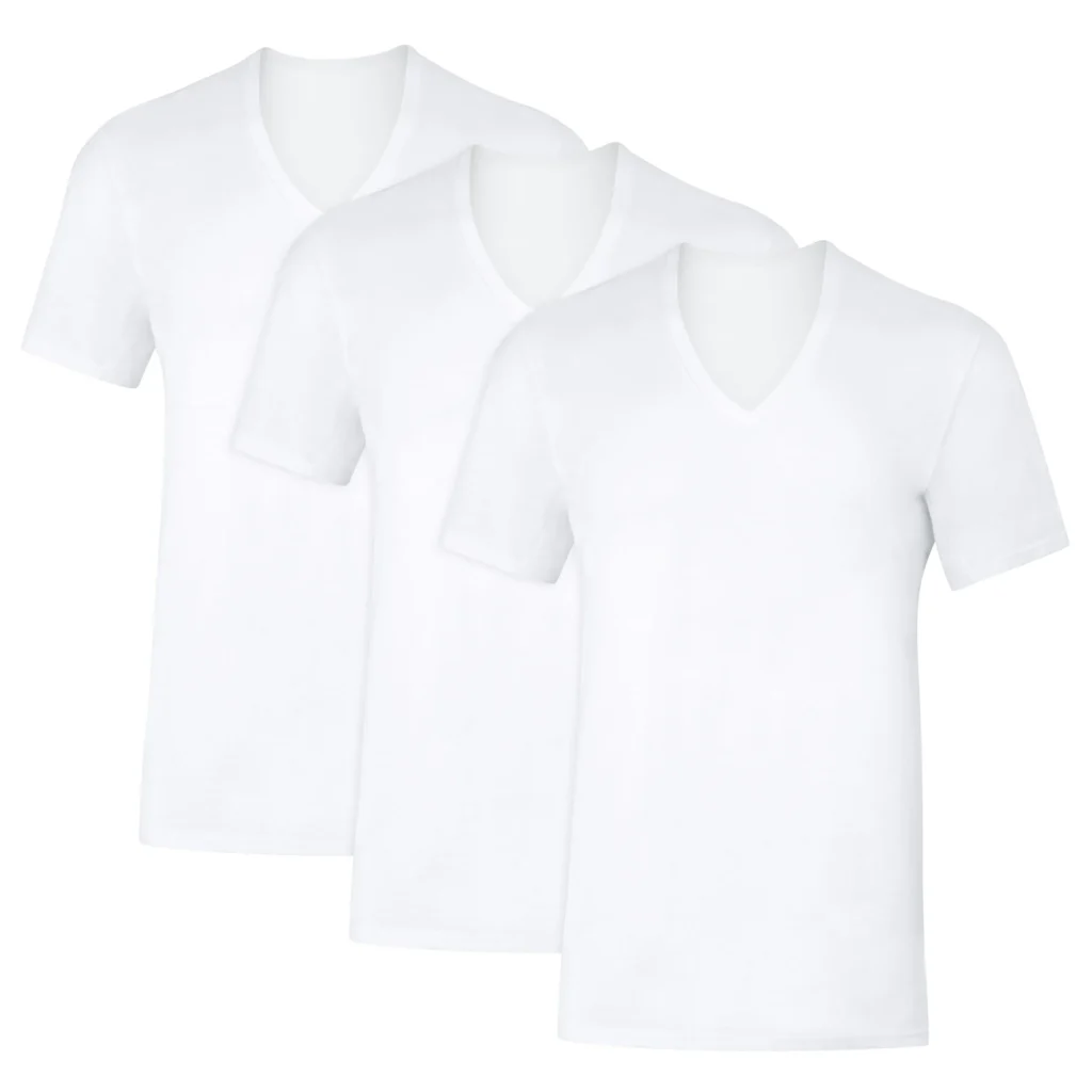 Hanes Men s Sweat Block V Neck Tee White 3 Pack