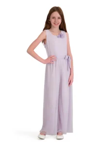 Kensie Girl Sleeveless Pleated Lurex Mesh Purple Jumpsuit Sizes 4 16