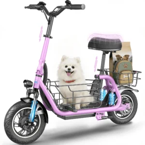 Kistp 550W Electric Scooter with Seat for Adult 12 inch Commuter Electric Scooter with Dual Shock Absorbers and Basket Up to 25 Miles 18 6MPH