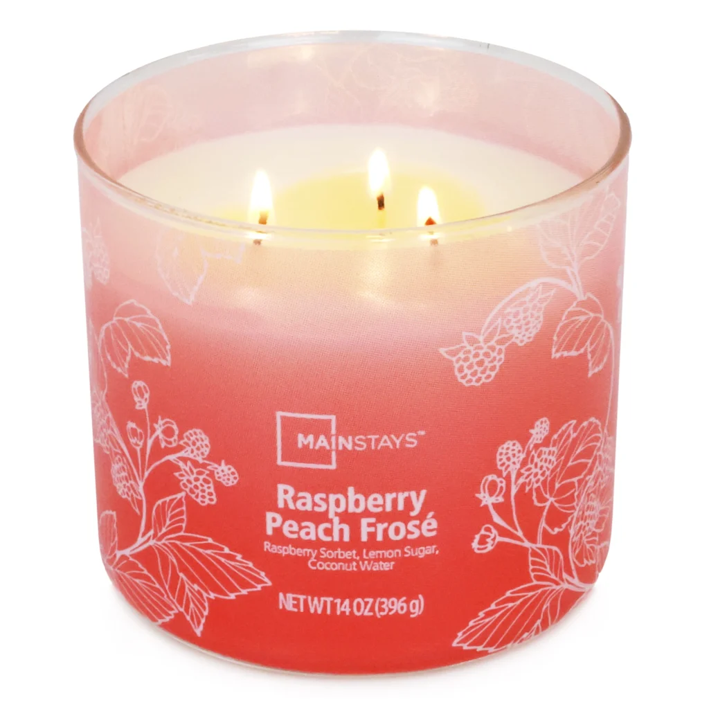 Mainstays 3 Wick Ombre Wrap Raspberry Peach Candle 14 Ounce