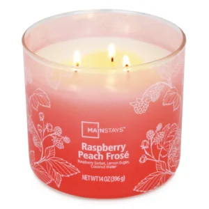 Mainstays 3 Wick Ombre Wrap Raspberry Peach Candle 14 Ounce