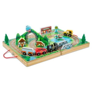 Melissa & Doug Wooden Take-Along Railroad – 17-Piece Set