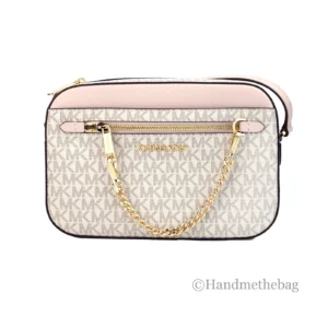 Michael Kors 35S1GTTC9B 424 Womens Jet Set East West Chain Zip Crossbody Handbag Vanilla