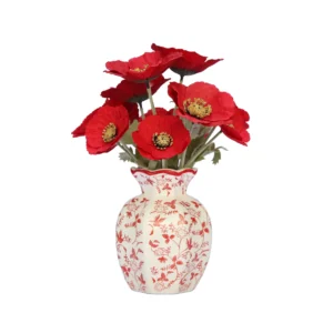 MTH Red Poppy Small Ceramic Vase – Elegant Floral Decor