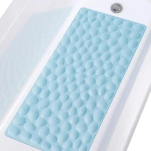 OTHWAY Bathtub Mat Non Slip Rubber Bath Mat for Kids for Baby 16×31 5 inch Large Bath Mats for Bathroom Tub with Strong Suction Cups Light Blue